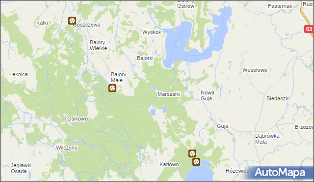 mapa Marszałki gmina Srokowo, Marszałki gmina Srokowo na mapie Targeo