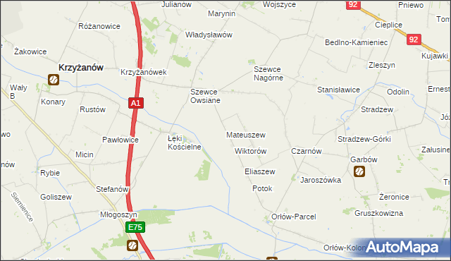 mapa Mateuszew, Mateuszew na mapie Targeo