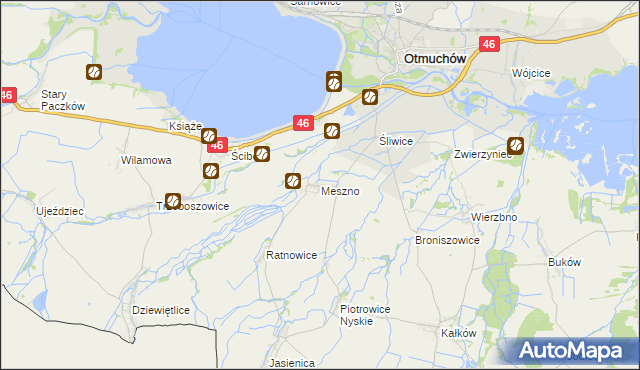 mapa Meszno gmina Otmuchów, Meszno gmina Otmuchów na mapie Targeo