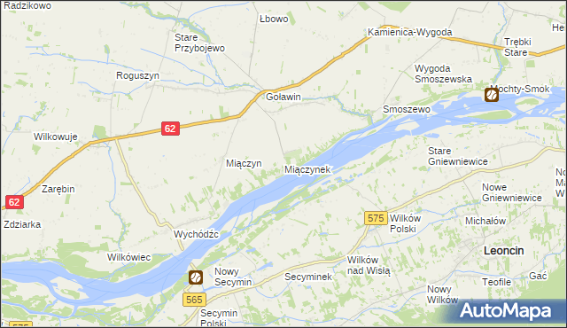 mapa Miączynek, Miączynek na mapie Targeo