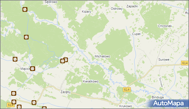 mapa Michałowo gmina Czarnia, Michałowo gmina Czarnia na mapie Targeo