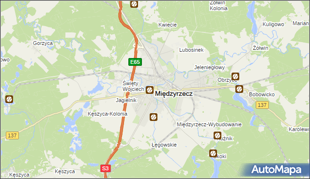 mapa Międzyrzecz, Międzyrzecz na mapie Targeo