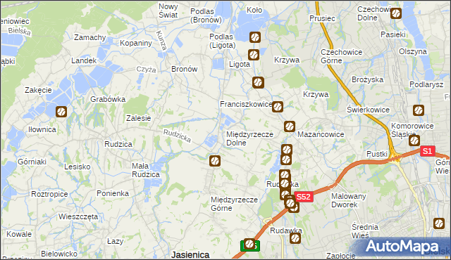 mapa Międzyrzecze Dolne, Międzyrzecze Dolne na mapie Targeo