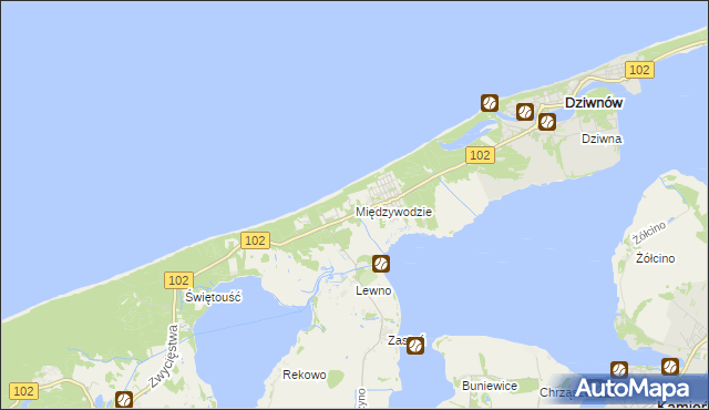 mapa Międzywodzie, Międzywodzie na mapie Targeo