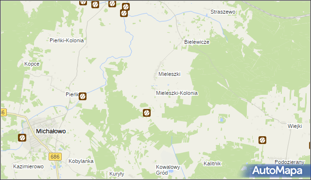 mapa Mieleszki-Kolonia, Mieleszki-Kolonia na mapie Targeo