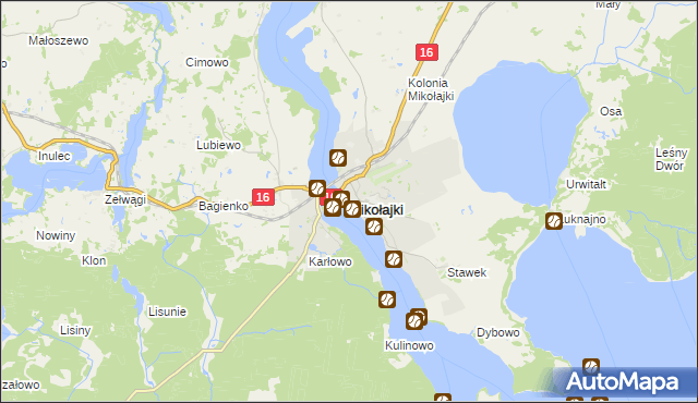 mapa Mikołajki powiat mrągowski, Mikołajki powiat mrągowski na mapie Targeo