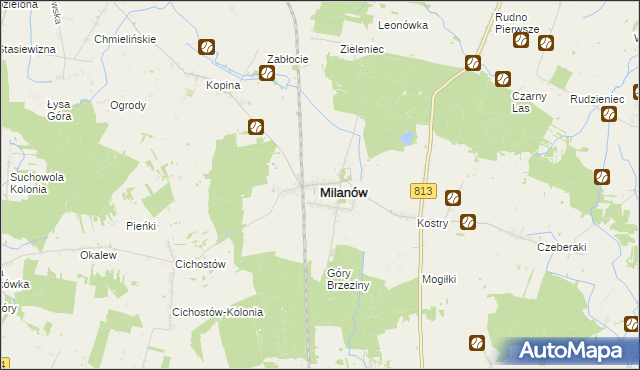 mapa Milanów powiat parczewski, Milanów powiat parczewski na mapie Targeo