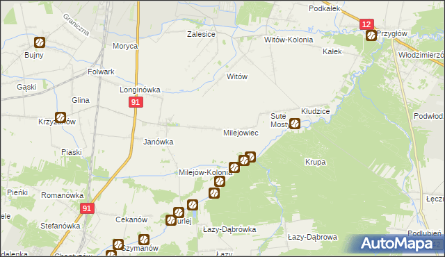 mapa Milejowiec, Milejowiec na mapie Targeo