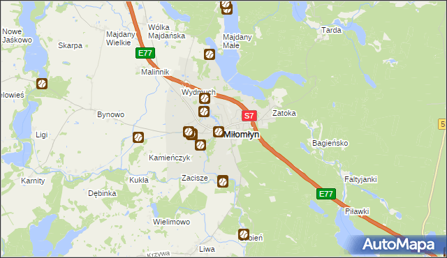 mapa Miłomłyn, Miłomłyn na mapie Targeo