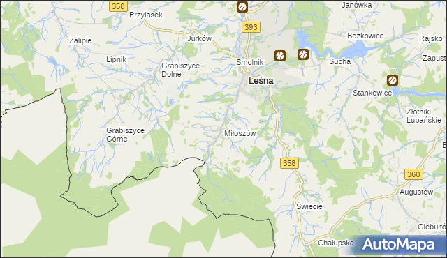 mapa Miłoszów, Miłoszów na mapie Targeo