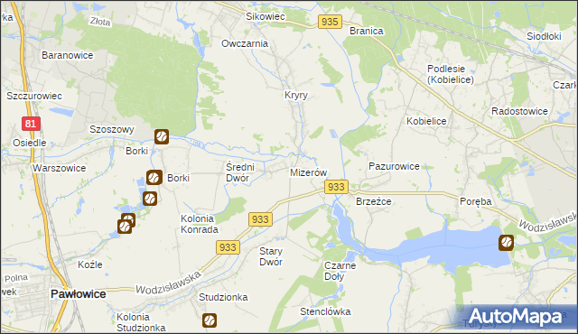 mapa Mizerów, Mizerów na mapie Targeo