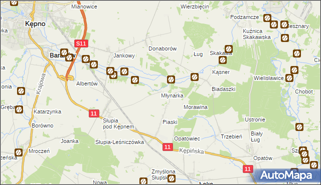 mapa Młynarka, Młynarka na mapie Targeo