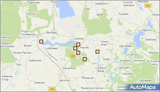 mapa Młynek gmina Sompolno, Młynek gmina Sompolno na mapie Targeo