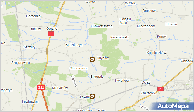 mapa Młynów gmina Ostrów Wielkopolski, Młynów gmina Ostrów Wielkopolski na mapie Targeo