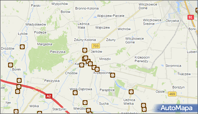 mapa Mniszki gmina Łęczyca, Mniszki gmina Łęczyca na mapie Targeo