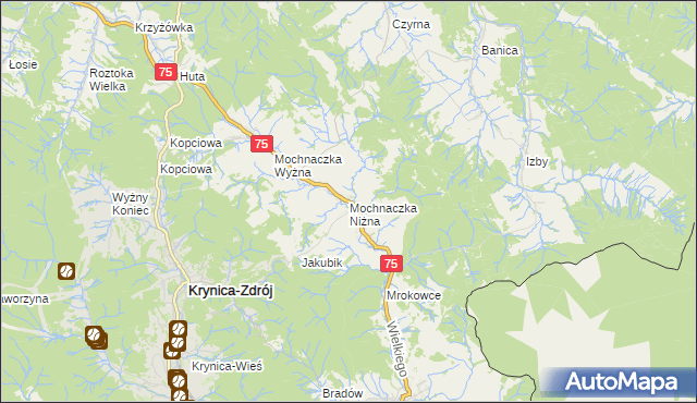 mapa Mochnaczka Niżna, Mochnaczka Niżna na mapie Targeo