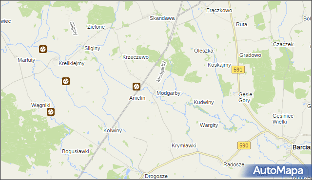 mapa Modgarby, Modgarby na mapie Targeo