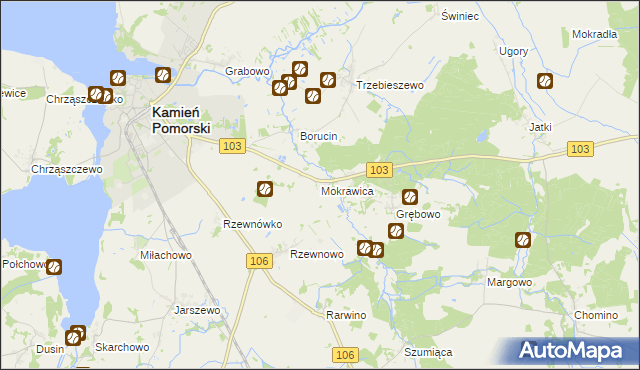 mapa Mokrawica, Mokrawica na mapie Targeo