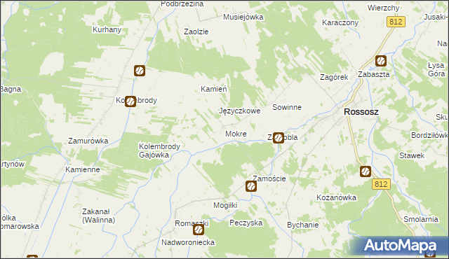 mapa Mokre gmina Rossosz, Mokre gmina Rossosz na mapie Targeo