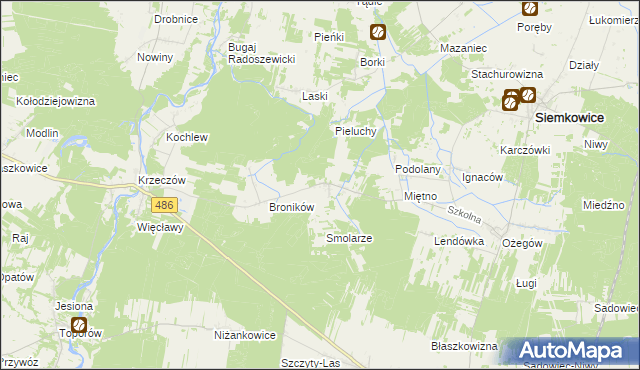 mapa Mokre gmina Siemkowice, Mokre gmina Siemkowice na mapie Targeo