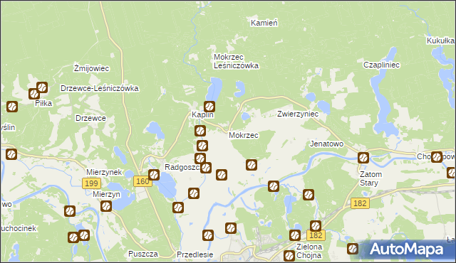 mapa Mokrzec gmina Międzychód, Mokrzec gmina Międzychód na mapie Targeo