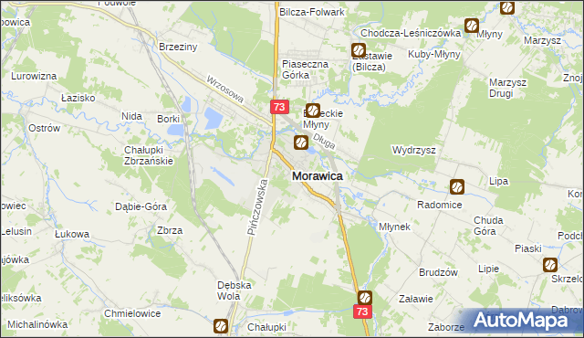 mapa Morawica powiat kielecki, Morawica powiat kielecki na mapie Targeo