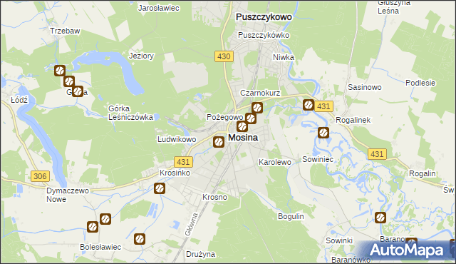 mapa Mosina powiat poznański, Mosina powiat poznański na mapie Targeo