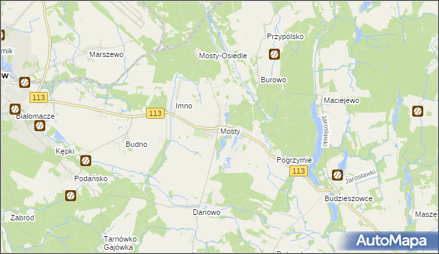 mapa Mosty gmina Goleniów, Mosty gmina Goleniów na mapie Targeo