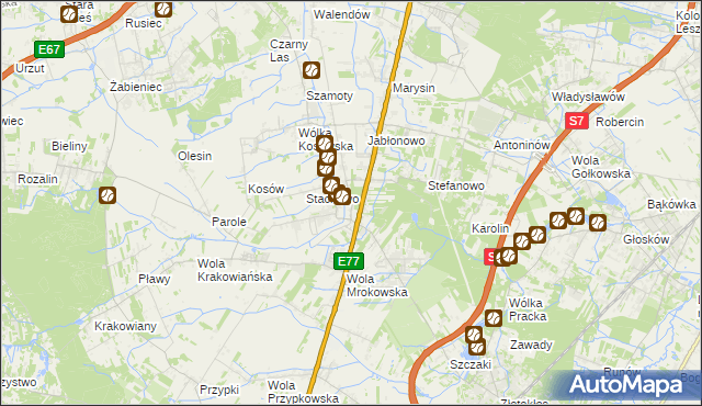 mapa Mroków gmina Lesznowola, Mroków gmina Lesznowola na mapie Targeo