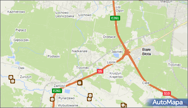 mapa Murowaniec gmina Białe Błota, Murowaniec gmina Białe Błota na mapie Targeo