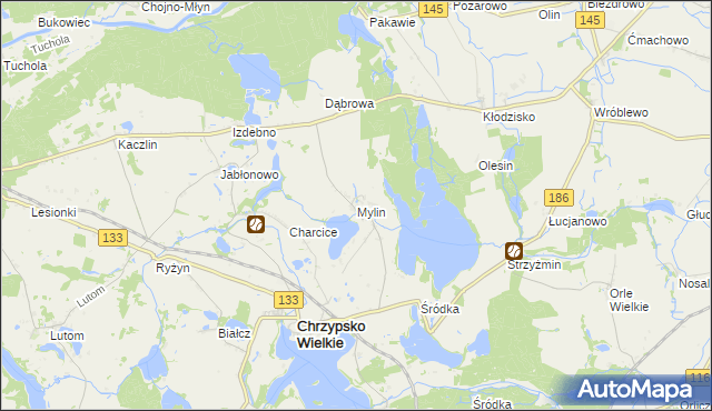 mapa Mylin, Mylin na mapie Targeo
