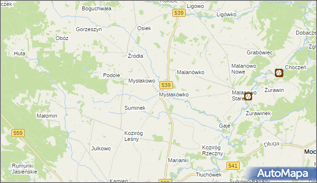 mapa Mysłakówko, Mysłakówko na mapie Targeo