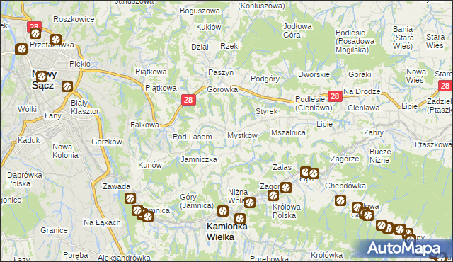 mapa Mystków, Mystków na mapie Targeo