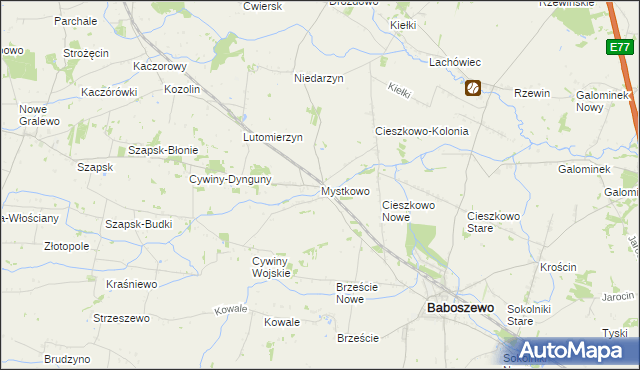 mapa Mystkowo, Mystkowo na mapie Targeo