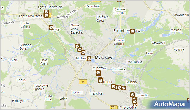 mapa Myszków, Myszków na mapie Targeo