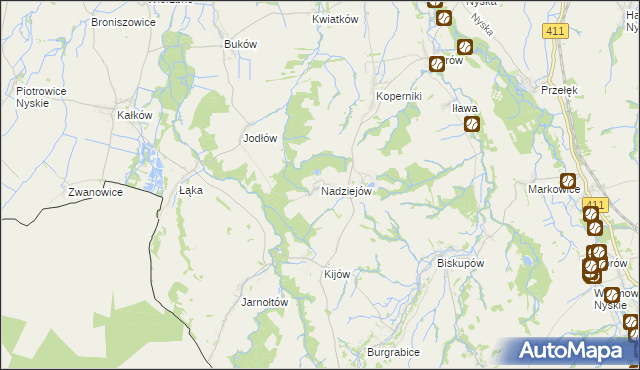 mapa Nadziejów gmina Otmuchów, Nadziejów gmina Otmuchów na mapie Targeo