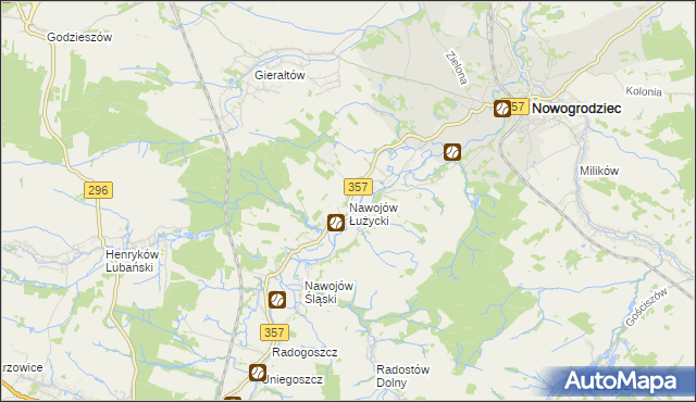 mapa Nawojów Łużycki, Nawojów Łużycki na mapie Targeo