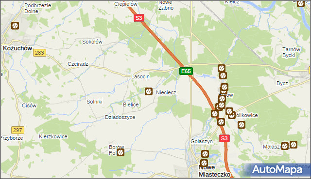 mapa Nieciecz gmina Nowe Miasteczko, Nieciecz gmina Nowe Miasteczko na mapie Targeo