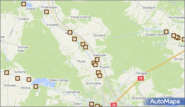 mapa Niedziałki gmina Rytwiany, Niedziałki gmina Rytwiany na mapie Targeo