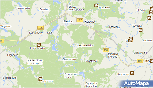 mapa Niedźwiedziny, Niedźwiedziny na mapie Targeo