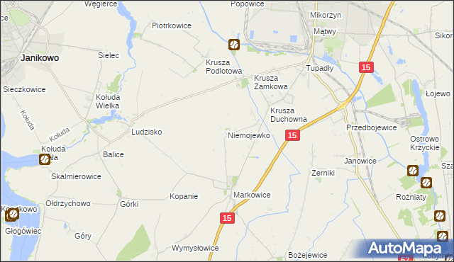 mapa Niemojewko, Niemojewko na mapie Targeo