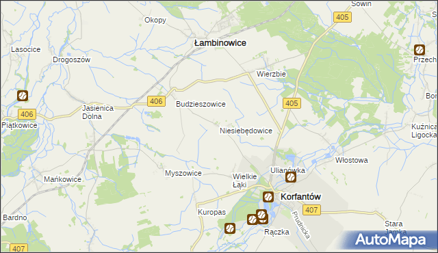 mapa Niesiebędowice, Niesiebędowice na mapie Targeo