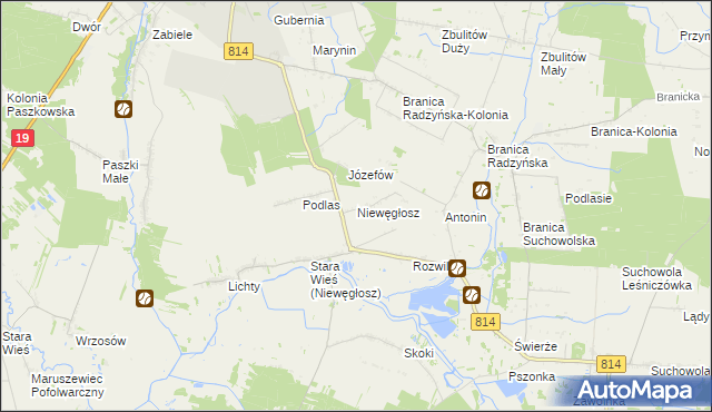 mapa Niewęgłosz, Niewęgłosz na mapie Targeo