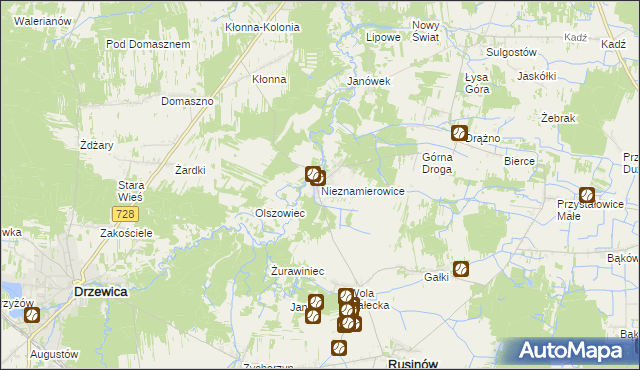 mapa Nieznamierowice, Nieznamierowice na mapie Targeo