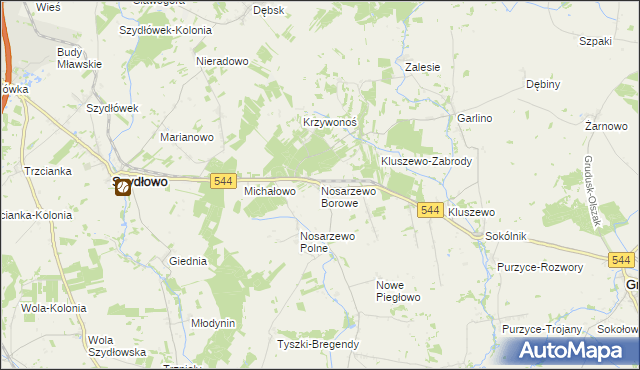 mapa Nosarzewo Borowe, Nosarzewo Borowe na mapie Targeo