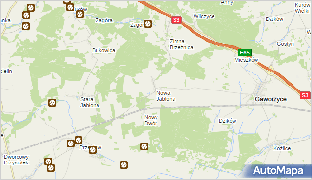 mapa Nowa Jabłona, Nowa Jabłona na mapie Targeo