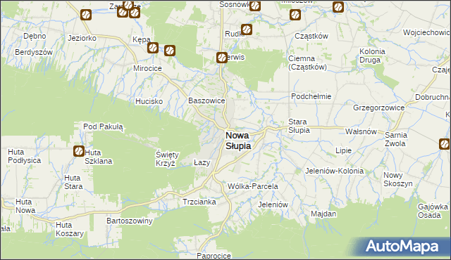 mapa Nowa Słupia, Nowa Słupia na mapie Targeo