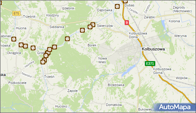 mapa Nowa Wieś gmina Kolbuszowa, Nowa Wieś gmina Kolbuszowa na mapie Targeo