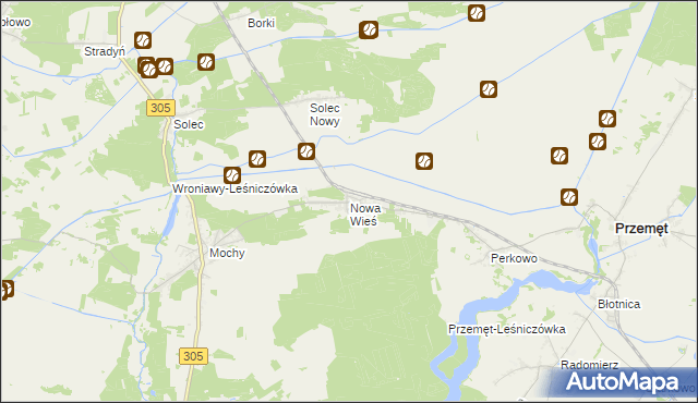 mapa Nowa Wieś gmina Przemęt, Nowa Wieś gmina Przemęt na mapie Targeo