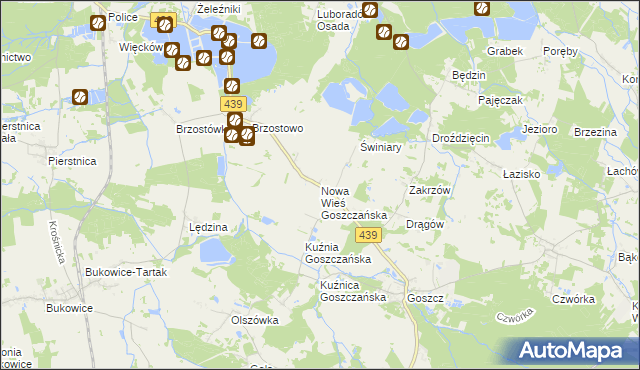 mapa Nowa Wieś Goszczańska, Nowa Wieś Goszczańska na mapie Targeo